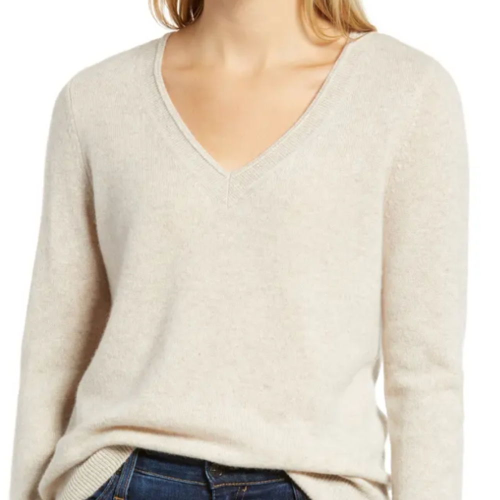 Nordstrom cashmere Halogen sweater in Oatmeal